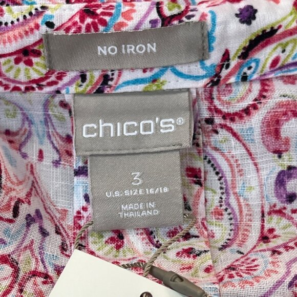 Chico’s Women's Pink Button Down Shirt Sz 3 - Picture 6 of 8